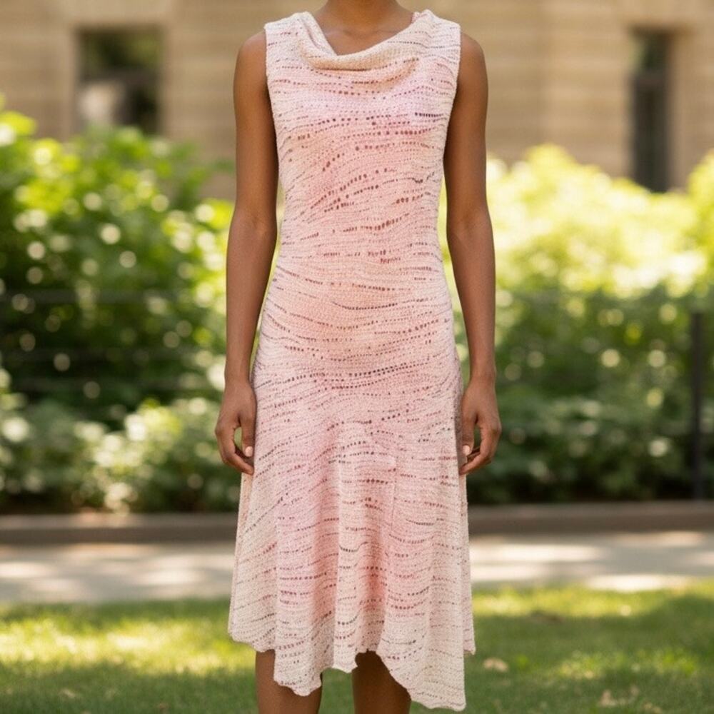 B.i.y.a.y.c.d.a. Vintage Asymetrical Slip Dress Women's 10 Dot Beige Pink